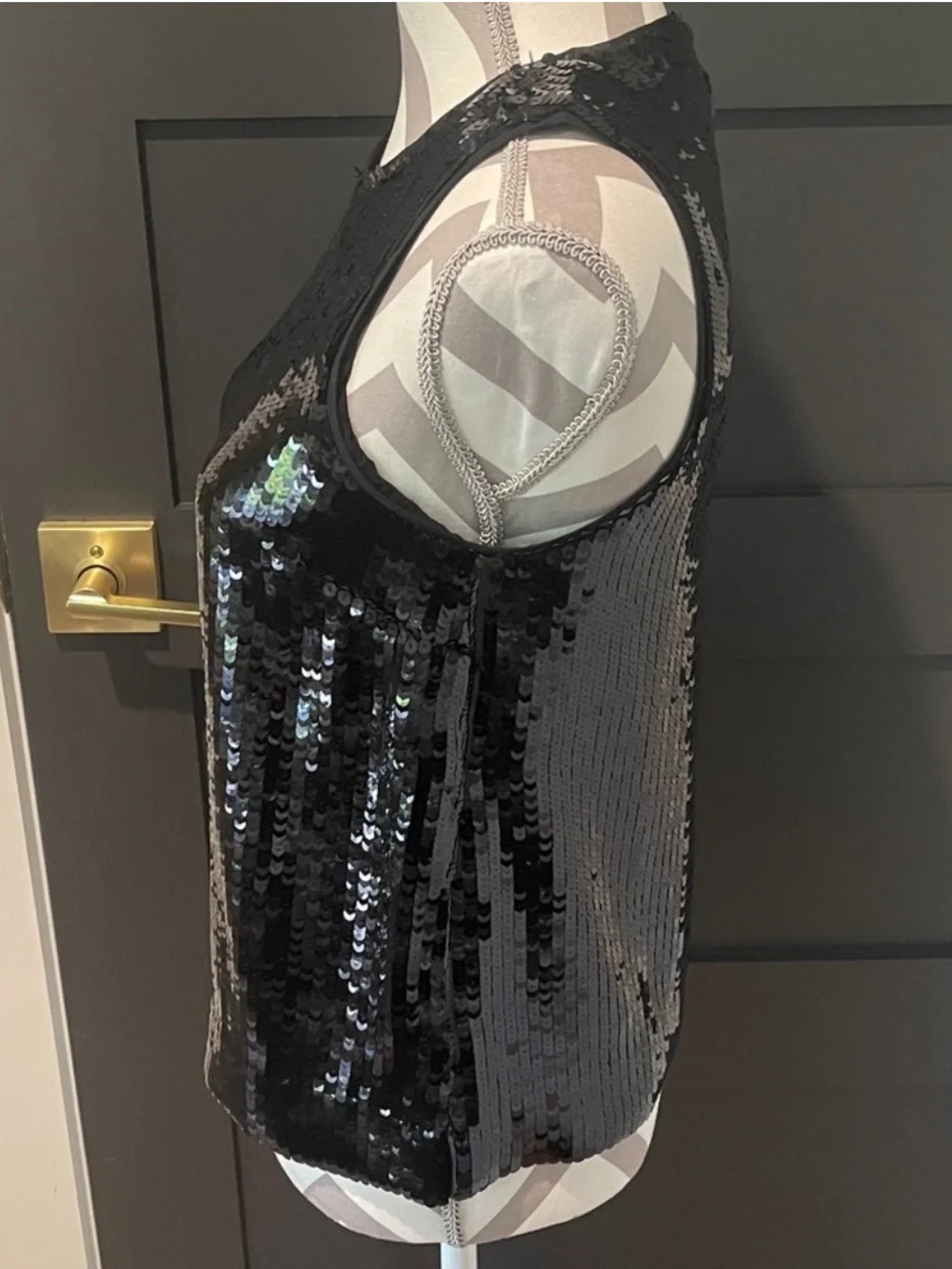 J Crew Sequined Luxury Black Tank Size XS